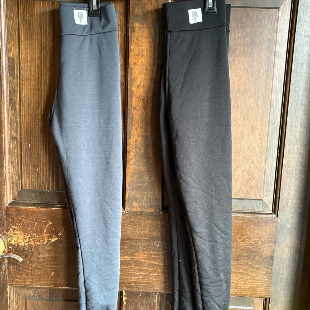 Black and Gray Leggings with Full Length and Smooth Texture